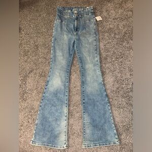 NWT Free People Hayley Blue Jayde Flare Jeans